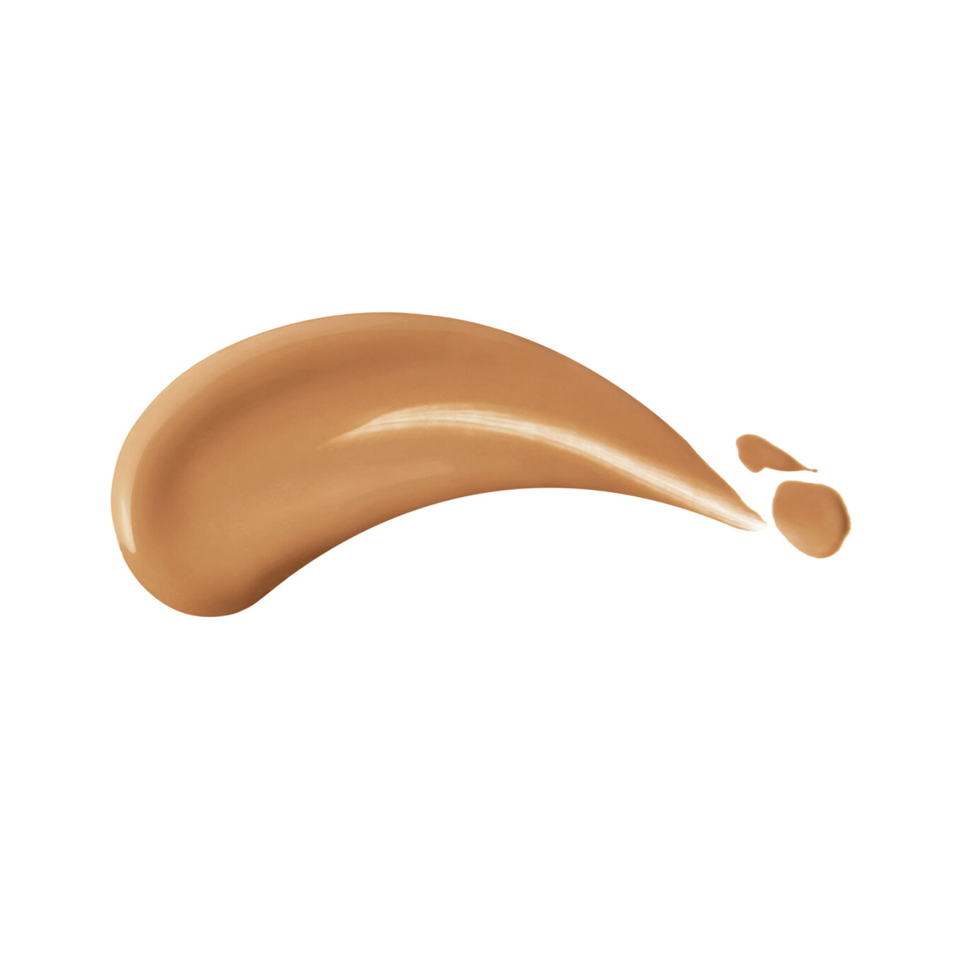 "Muestra del tono 360 Citrine: un tono equilibrado con un ligero matiz oliva para pieles con bronceado medio de Shiseido Revitalessence Skin Glow Foundation SPF 30 sobre fondo blanco - sobre un fondo blanco, que muestra la textura similar a un suero del producto, que se desliza con ligereza sobre la piel para lograr un acabado de maquillaje luminoso.."
